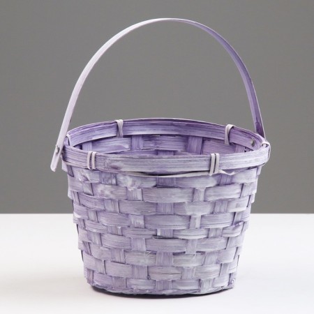 Wicker basket, d17 x 12 x 22 cm, purple, bamboo-1