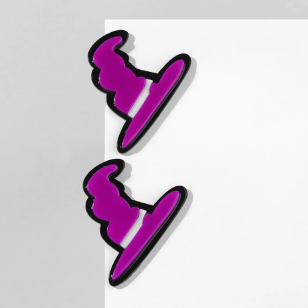 Acryl Earrings "Hats" witches, black-violet color in silver-1