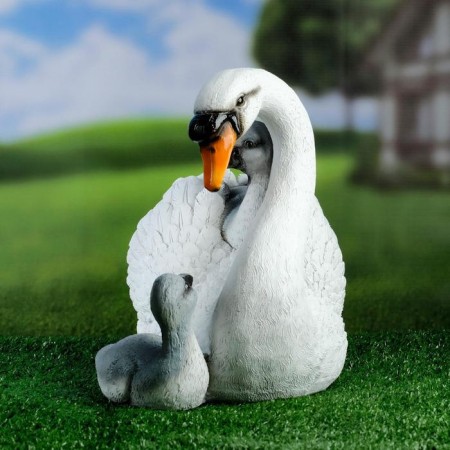 Garden figure "Swan with chicks" 30x20x23cm-1