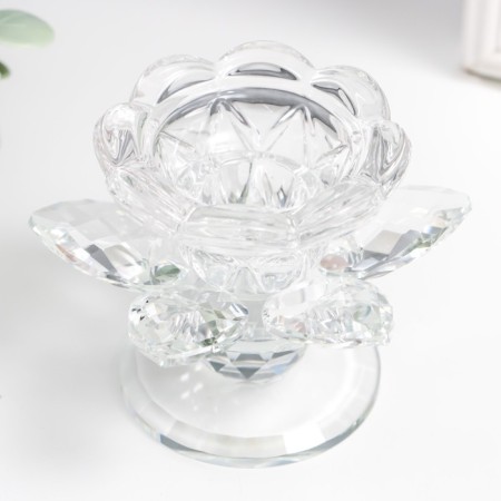 Glass of glass on1 candle "Flower" d = 2.5 and 4.5 cm 10x10x7 cm-2