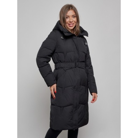 Coat insulated winter female, size 48, black color-7