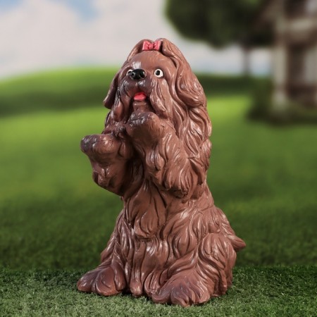 Garden figure "Dog on the hind legs" beige, 25x15x14cm-2