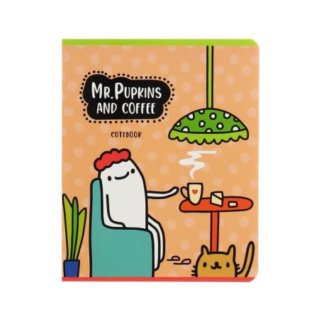 Notebook 48 sheets in the Meshu Mr. Pupkins, cover coated cardboard, twin-lak + selective UV-lak, OFSET block, mix-5