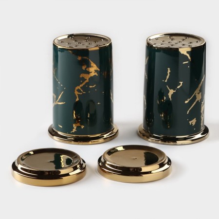 A set of ceramic stands for Gold cutlery, 19.5 × 9 × 18.5 cm, green color-2