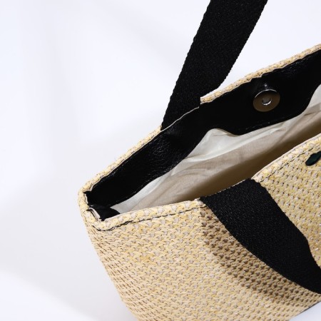 Bag-tout on lightning, beige color/black-4
