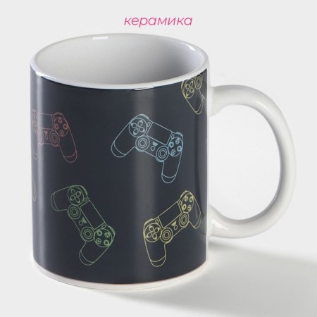 Homeleon mug ceramic share "Joystick", 350 ml, black color-1