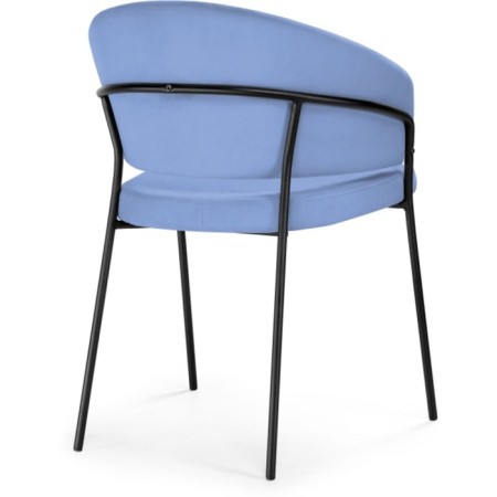 Chair on the metal frame Leo Metal/velor, black/blue 56x52x80 cm-3