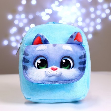 Baby plush backpack for the girl "Kitik", with a pocket, 22 × 17 cm-1