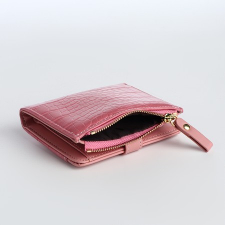 Women's wallet on the button, pink color-3