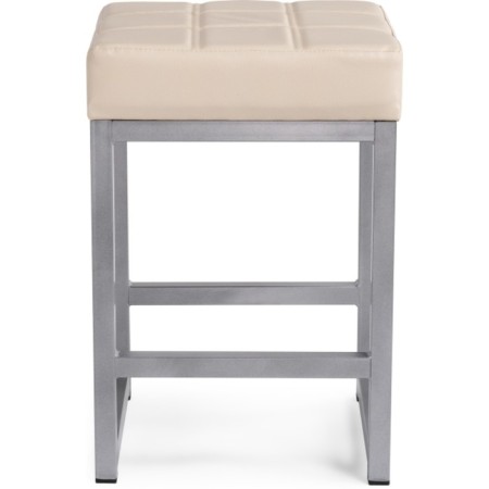 Stool Khurkroks Metal/Eco -leather, gray/beige 37x37x52 cm-3