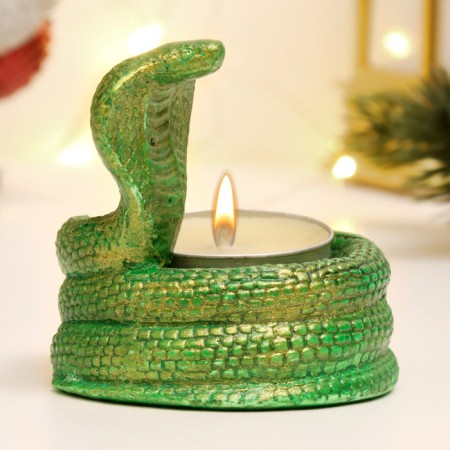 Snowstick "Snake of Cobra" Green with gilding, 8x5cm