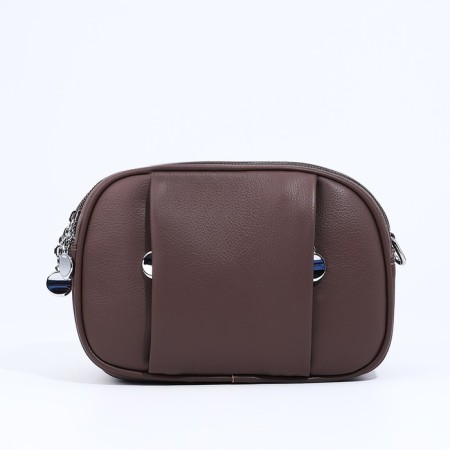 Cross-Bodi bag on zippers, external pocket, brown color