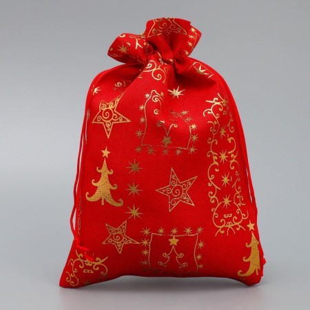 Bag gift canvas "Happy New Year", embossing, 16 x 24 cm +/- 1.5 cm, New Year
