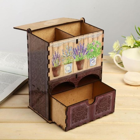Tea house double with a box "Lavender in peas" 20x8.7x15.2 cm-3