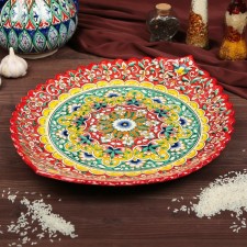 Frog oval rishtan ceramics 42cm red mix