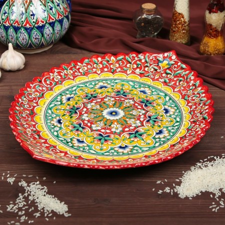 Frog oval rishtan ceramics 42cm red mix