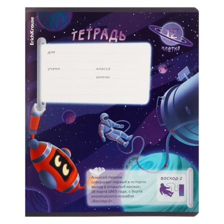 Notebook of 12 sheets in the Erichkrause "Russian Cosmos", cover coated cardboard, mix-8