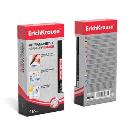 Marker Permanent Erichkrause P-100, 0.5-1.2 mm, alcohol-based ink light-resistant, waterproof without xylol, black-5