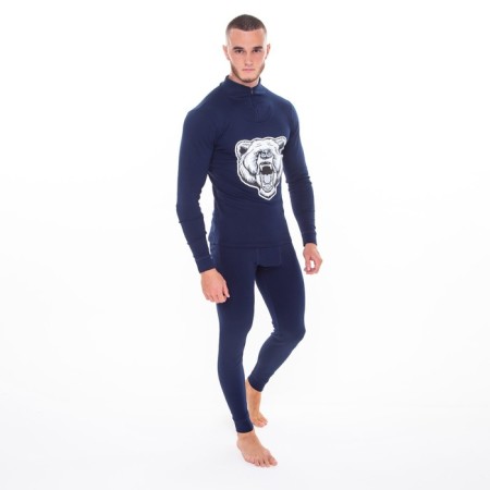 Male thermal underwear (fufaika, pants) print Bear, dark blue color, size 48-3