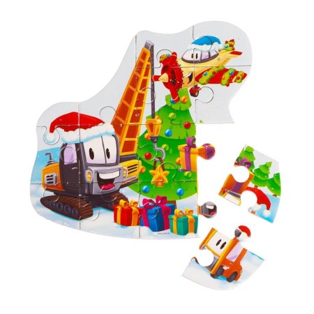New Year's wooden puzzle "New Year! New Year's cars "-4