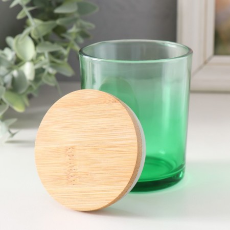 Bank for candles glass with a green gradient cover 220 ml 7x7x8.4 cm-1