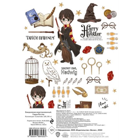 The diary is notathered, A5, 64 sheets. Harry Potter. Collection "Cute Kids"-1