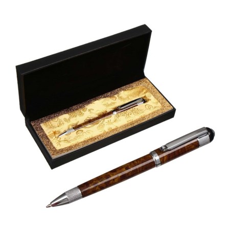 Gift handle, ball "Venzura" in the leatherette case, rotary, marble body with silver-1