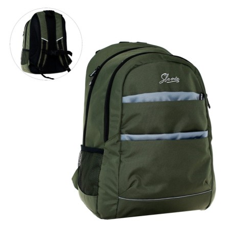 Youth backpack, 46 x 33 x 16 cm, ergonomic back, embroidery, stavia, khaki, light gray-2