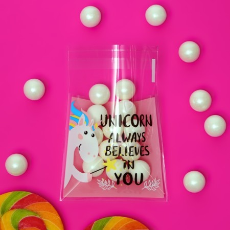 BOPP package with sticky tape, "Faith in you", 7*7+3cm-4