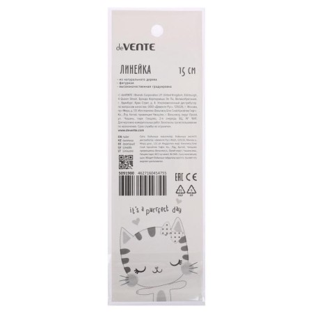 Wooden line 15 cm Devente Cat, curly (barcode), mix x 4 colors, cardboard box-1