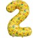 Foil ball 34 “number 2”, three cats, yellow, 1 pc. In packaging