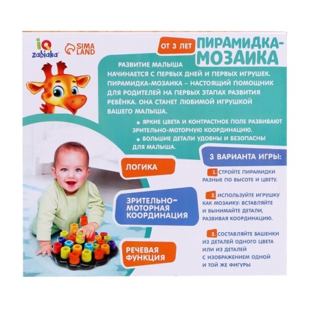 Developing toy "Pyramid-Mosaic", sorter, color, according to the Montessori methodology-10