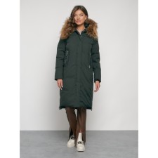 Coat insulated winter female, size 46, dark green color