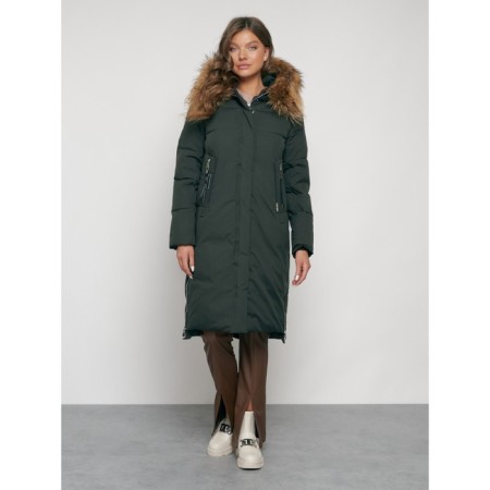 Coat insulated winter female, size 46, dark green color