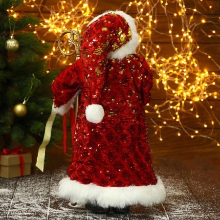 Santa Claus "in a red suit, with a patterned staff and a flashlight" 27x50 cm-2