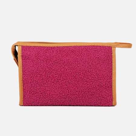 Cosmetic bag with a lining, raspberry color-1
