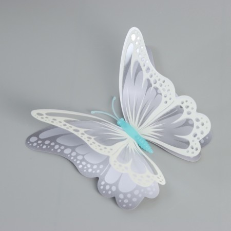 Magnet Plastic glows in the dark "gray butterflies" double wings set 12 pcs-2