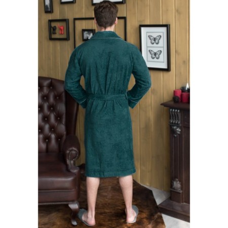 Male dressing gown, shalka+kant, size 48, green color, mahra-1
