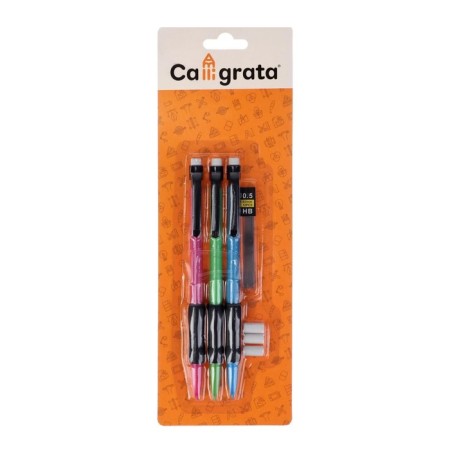 A set of automatic pencils 0.5 mm 3 pieces+stamps 0.5mm+3 pcs., Eraser-1