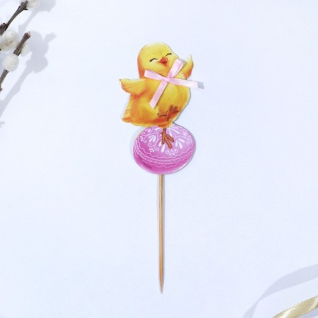 Topper for decorating Easter cake "Bright Easter!" on Easter, 7.7 x 4.5 cm-3