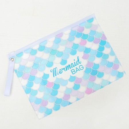 Cosmetic bag for a swimsuit, department on zip-lice, white / blue color-2