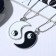 Kulons "Uzemkhniki" yin-yang, drops, black and white color in silver, 45 cm