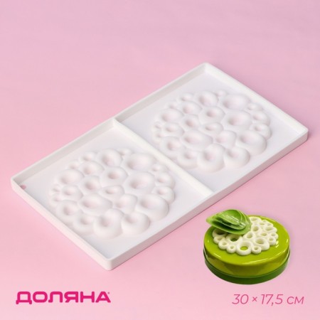 Form for mousse desserts and baking double shares "Coral", silicone, 30 × 17.5 cm, white color