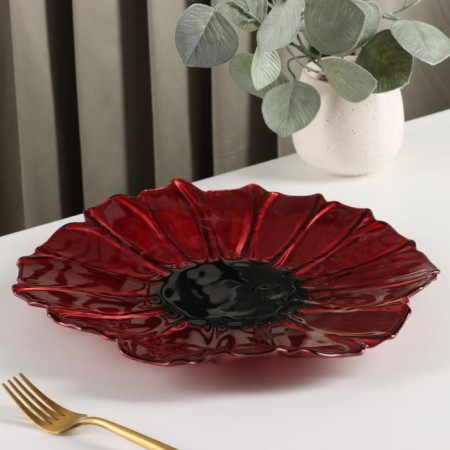 Glass Serving "Flora", d = 30 cm, red color-1