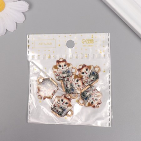 Decor for creativity metal, enamel "cat in a cup" 2.3x2.3 cm-3