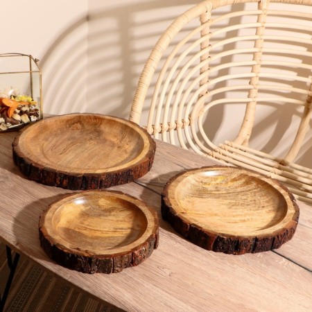 Trays of wood (set 3 pcs) 30x30 cm, 25x25 cm, 20x20 cm-1