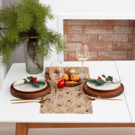 Walking on the table New Year's Ethel "SPRUCE Branches" 30x70cm, 100%HL, sarzha 190 g/m2-1