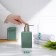 Savanna Square bathroom accessories set, 3 items (soap dispenser, glass, stand), green color
