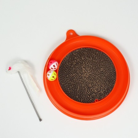 Gaming complex (corrugated rod, mouse on the spring and 2 balls), orange-8