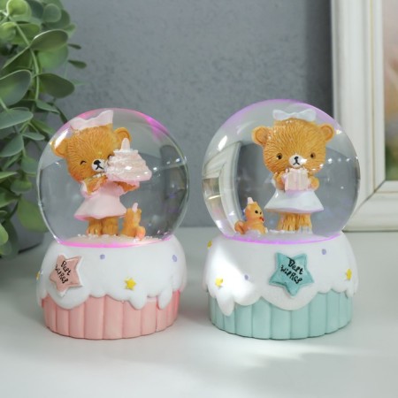 Souvenir Polystone Water Ball Light "Festive Bear" mix 6x6x8.5 cm-3